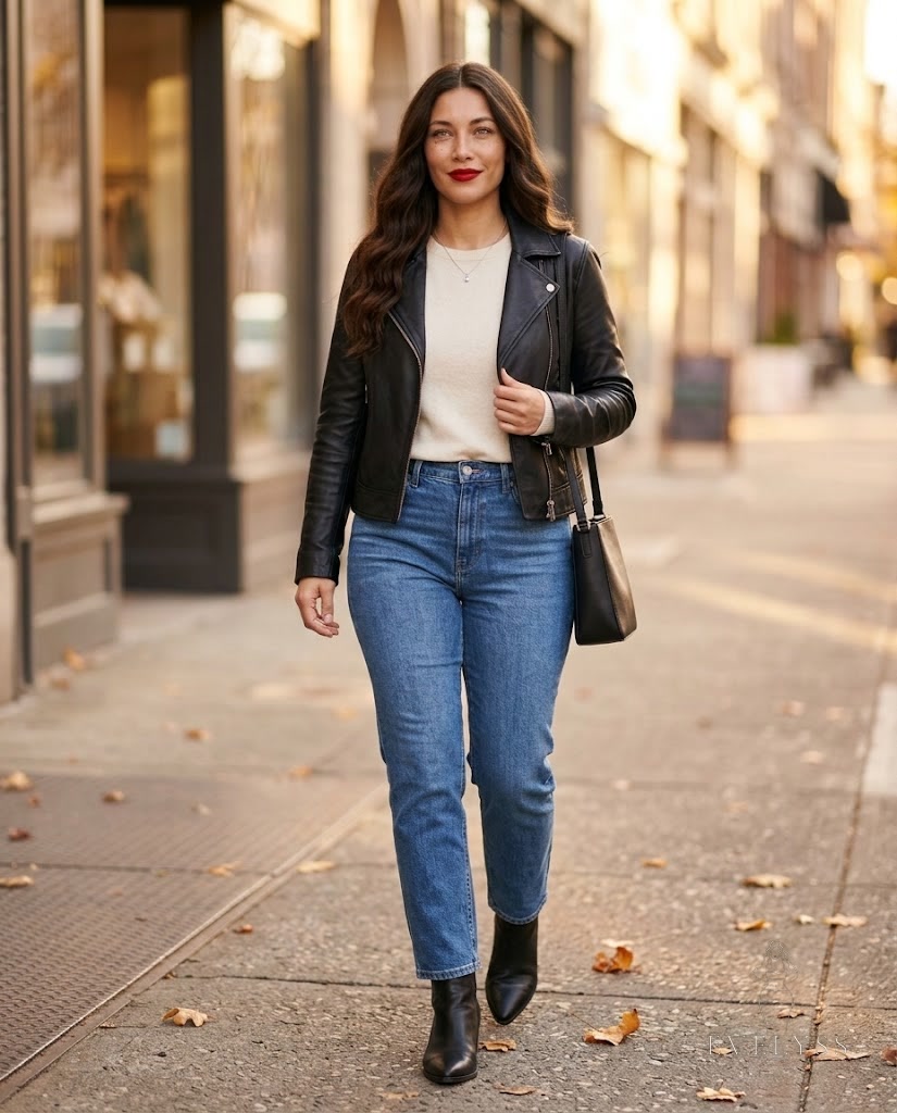 EVELYSS , a with espresso-brown center-part waves past her shoulders, a small beauty mark and her classic red lip