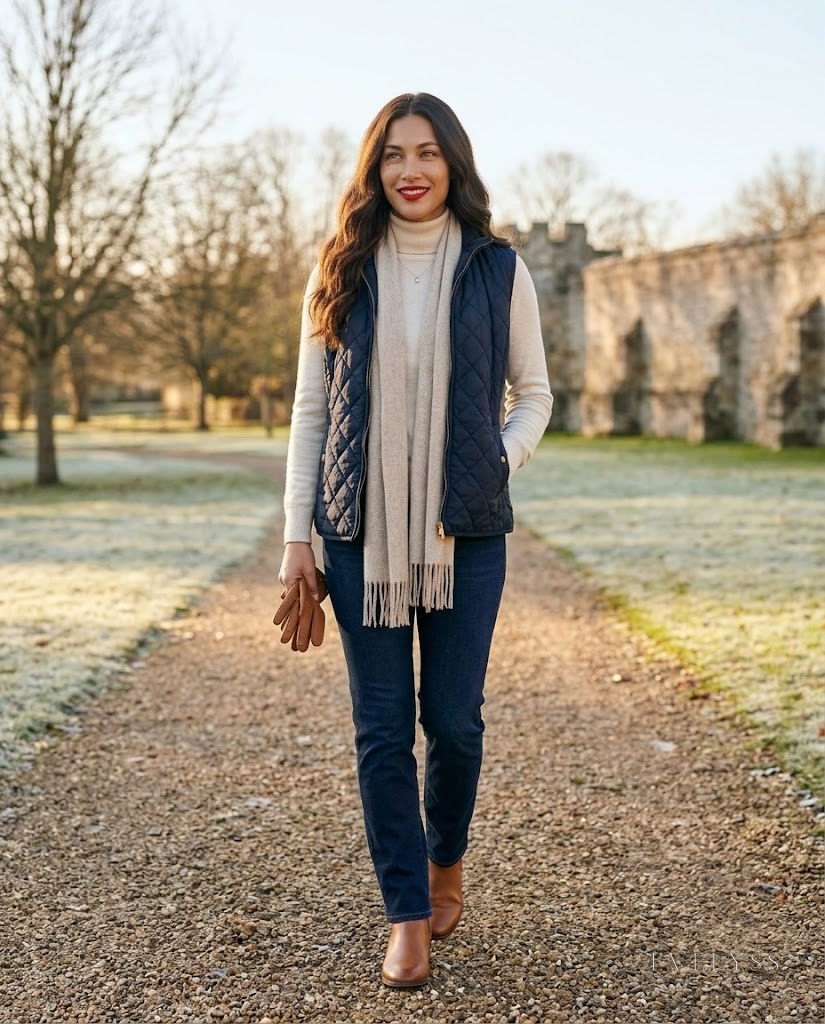 EVELYSS , a standing on a gravel path in an English country park on a crisp, bright late-November morning