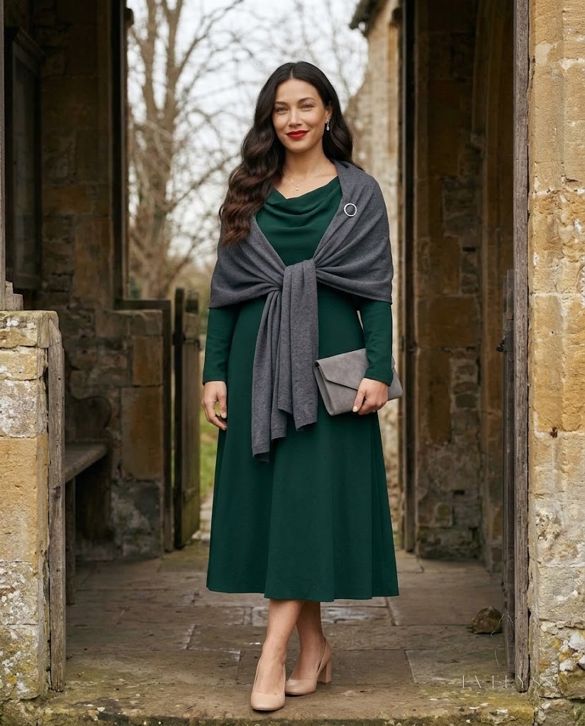 EVELYSS , a standing in the stone porch of a village church on a soft, overcast December afternoon