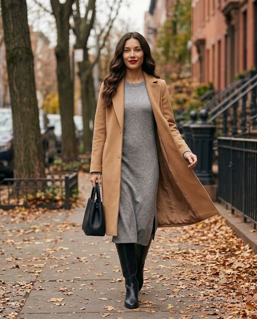 EVELYSS , a with espresso-brown center-part waves, a small beauty mark and her classic red lip